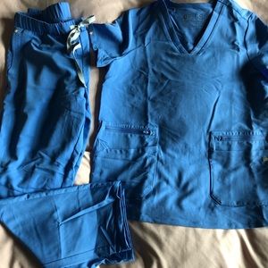 Limited edition plant inseam design ceil blue FIGS